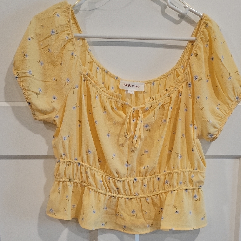 Pink Rose Mustard Floral Blouse